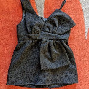 Voom by Joy Han brocade bow cocktail party tank top black